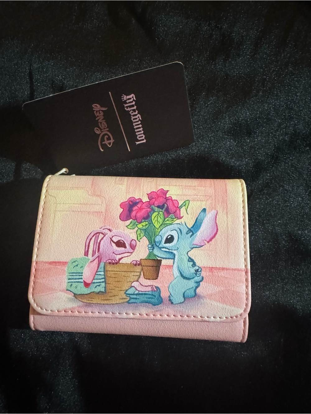 Loungefly Pink and Cream Stitch & Angel Card Wallet